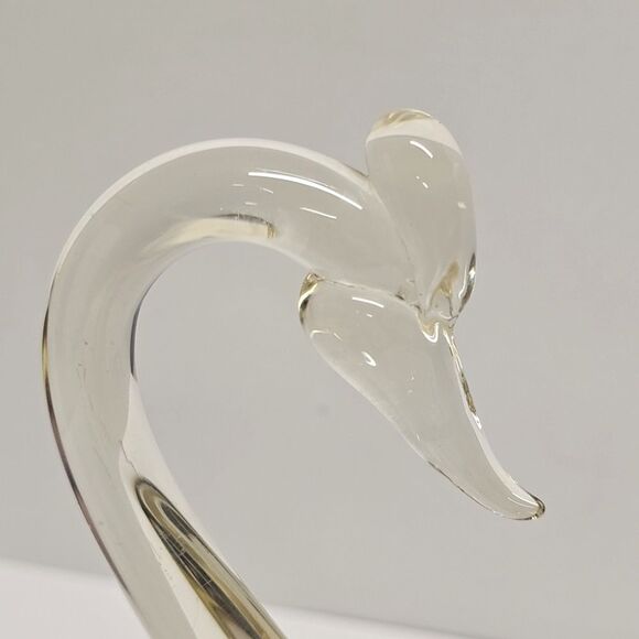 Vintage MCM Gold Flake Hand Blown Glass Swan Figurine Clear / White - Picture 4 of 8
